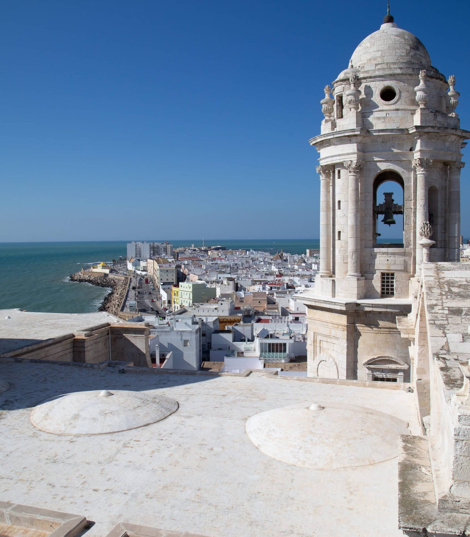 View showing white buildings